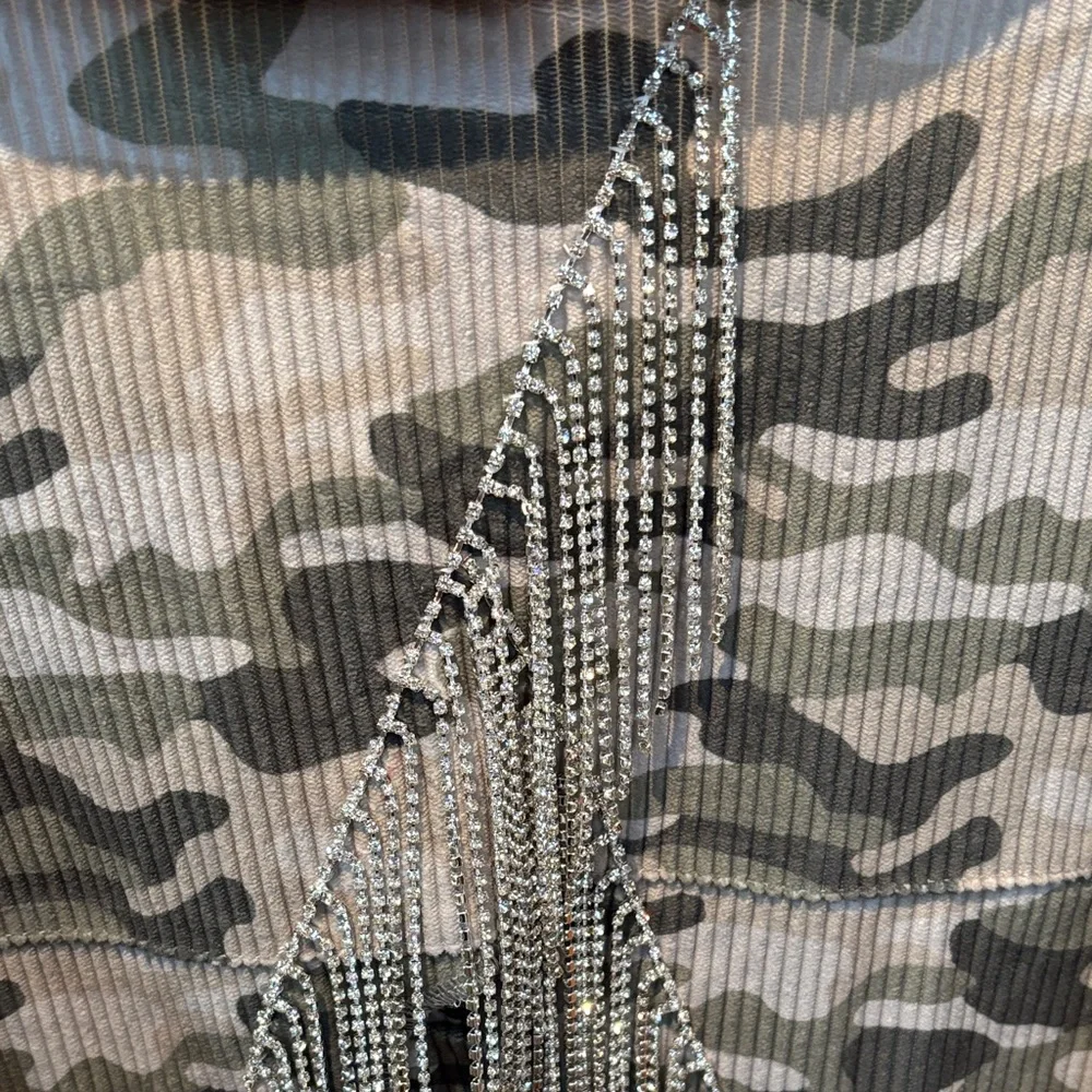Savanna Jane Gray and Olive Corduroy Jacket with rhinestones tassels! - Picture 5 of 6